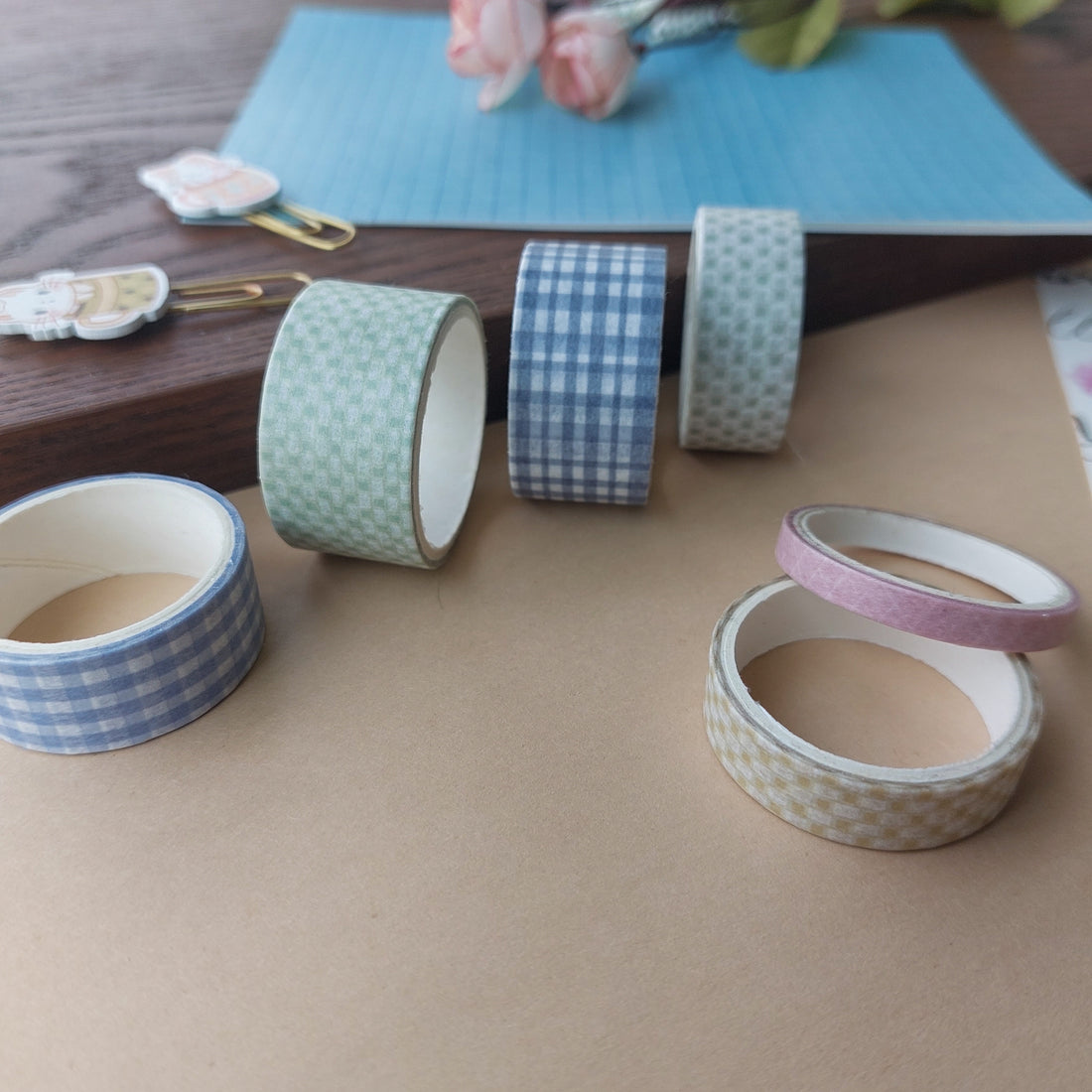 Dot and Checkered Color Washi Tapes 6pc Set