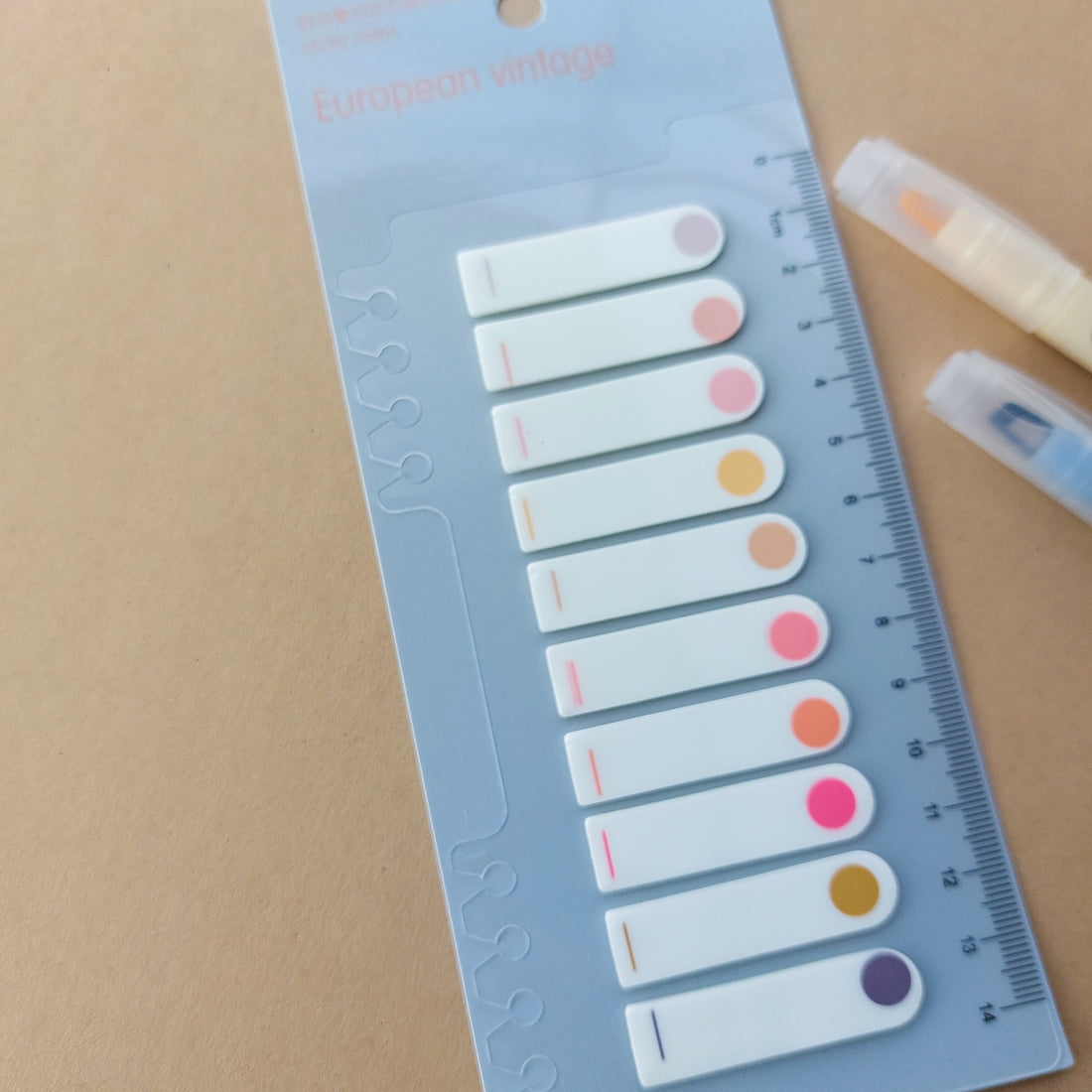 European Vintage Sticky Notes with Scale 10 Colors