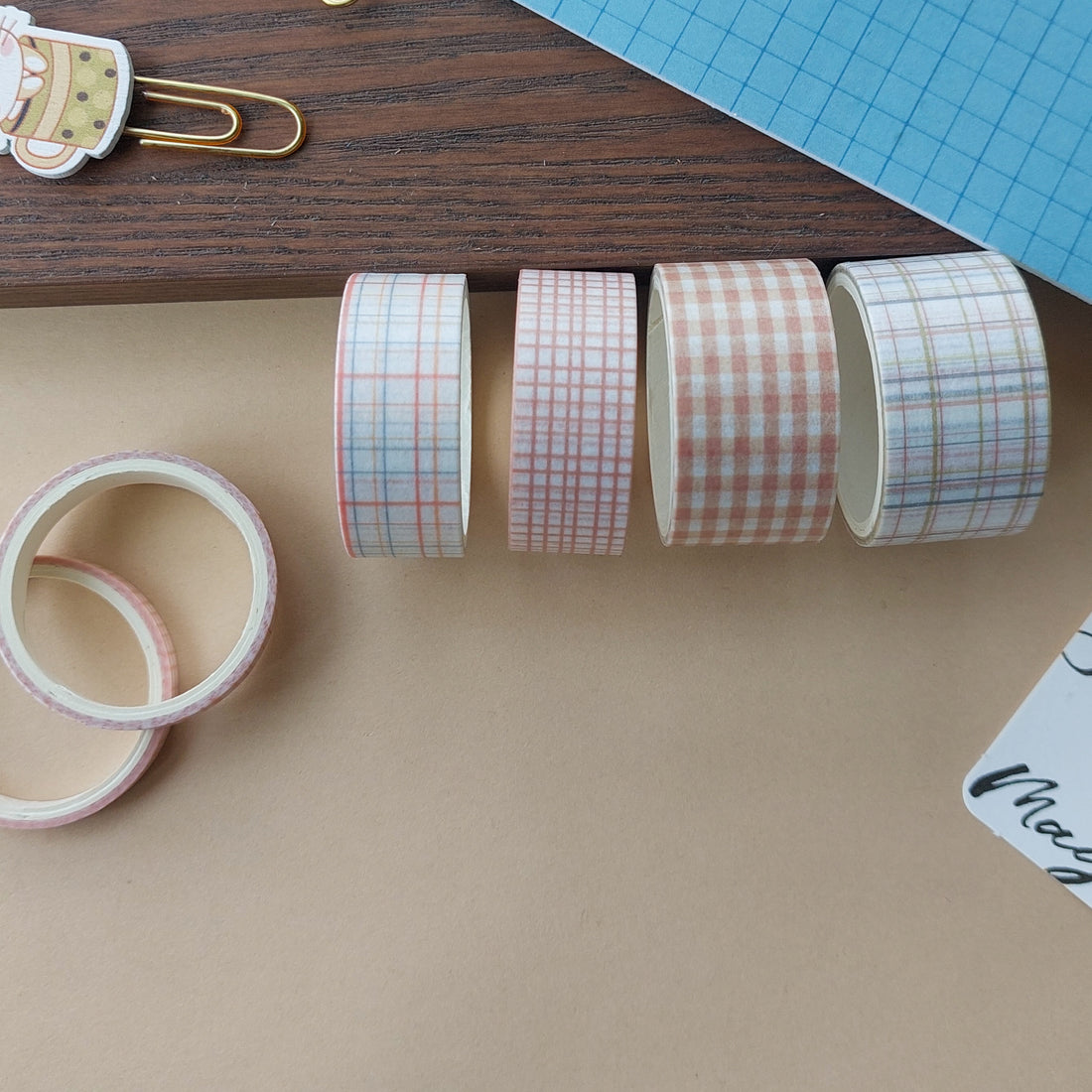 Grid Washi Tapes Brown 6pc Set