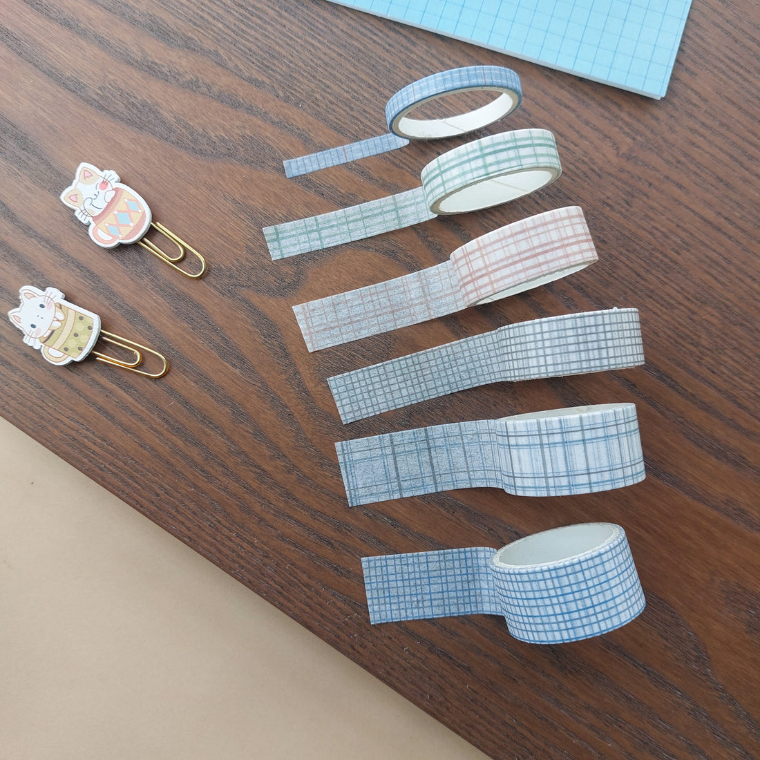 Grid Color Washi Tapes 6pc Set