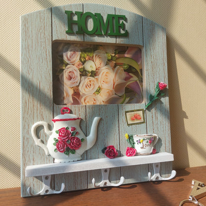 Wall Hanging Key Holder with Picture Frame Tea Pot