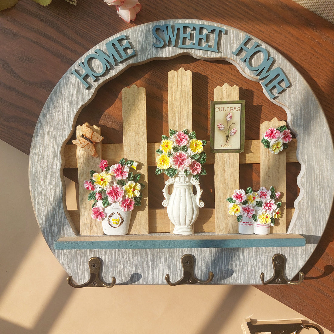 Wall Hanging Key Holder Home Sweet Home
