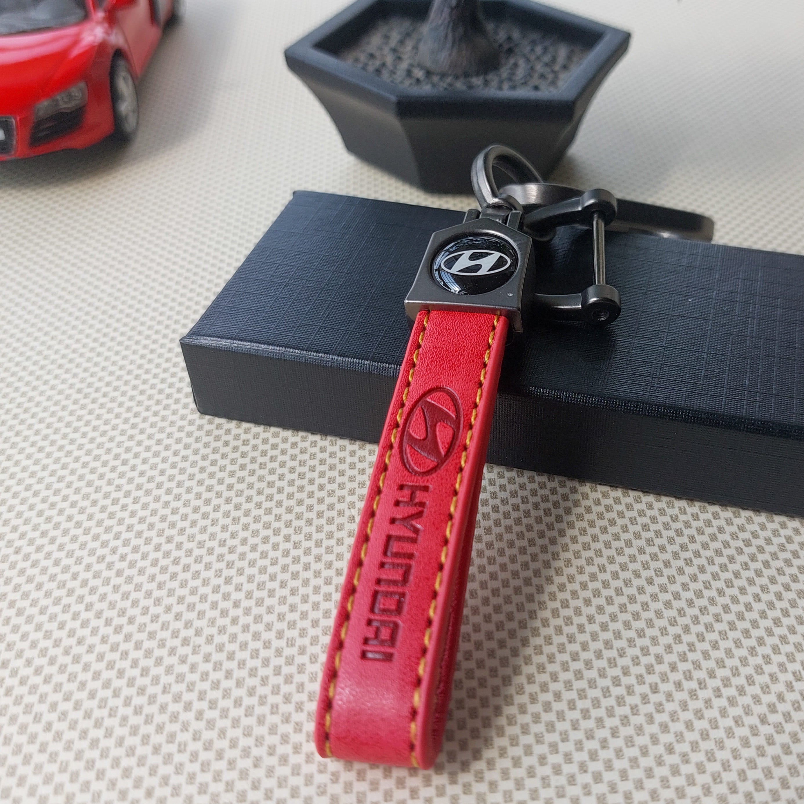 Hyundai Car Logo Leather Keychains