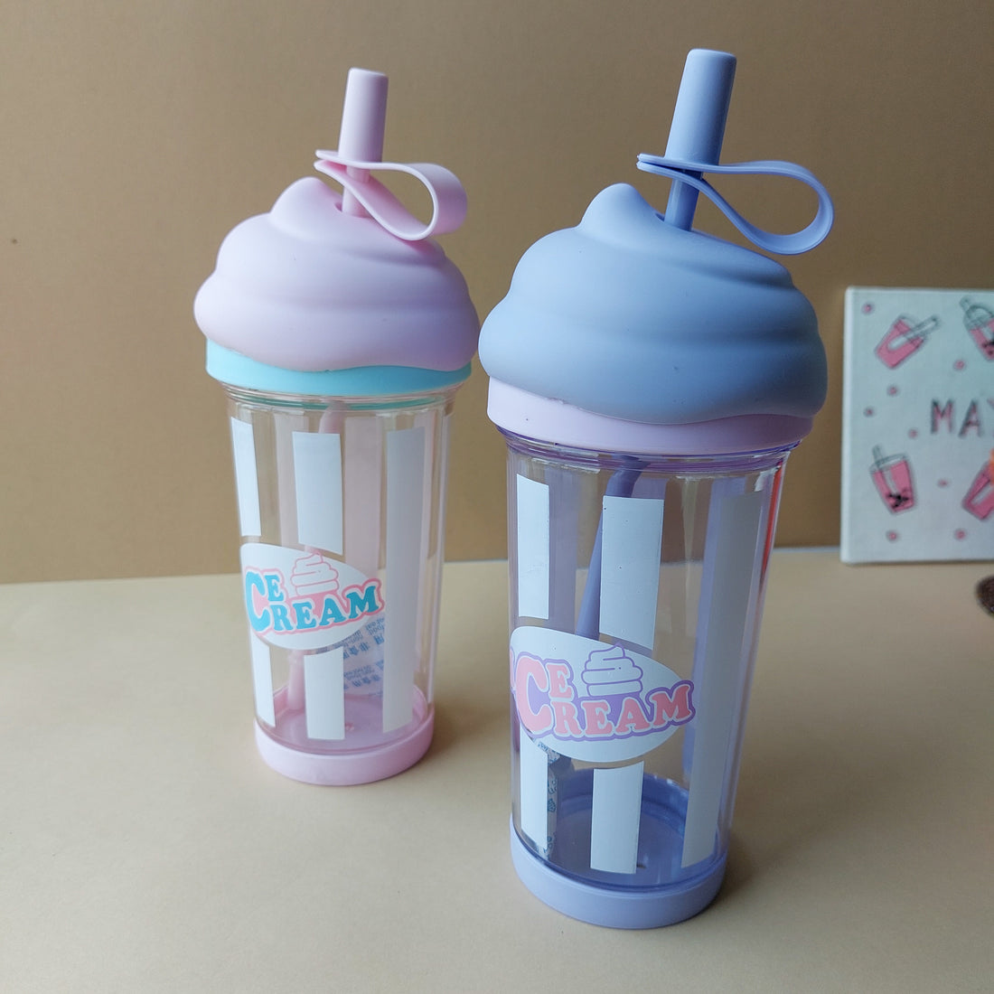 Icecream Sipper Glasses With Straw 500ml