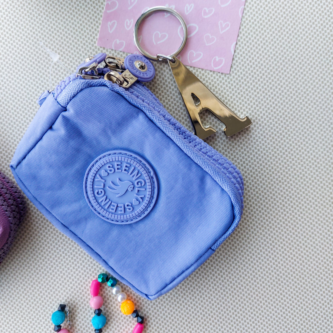 Seeingly Small Pouches Mauve and Purple - 3 Zip