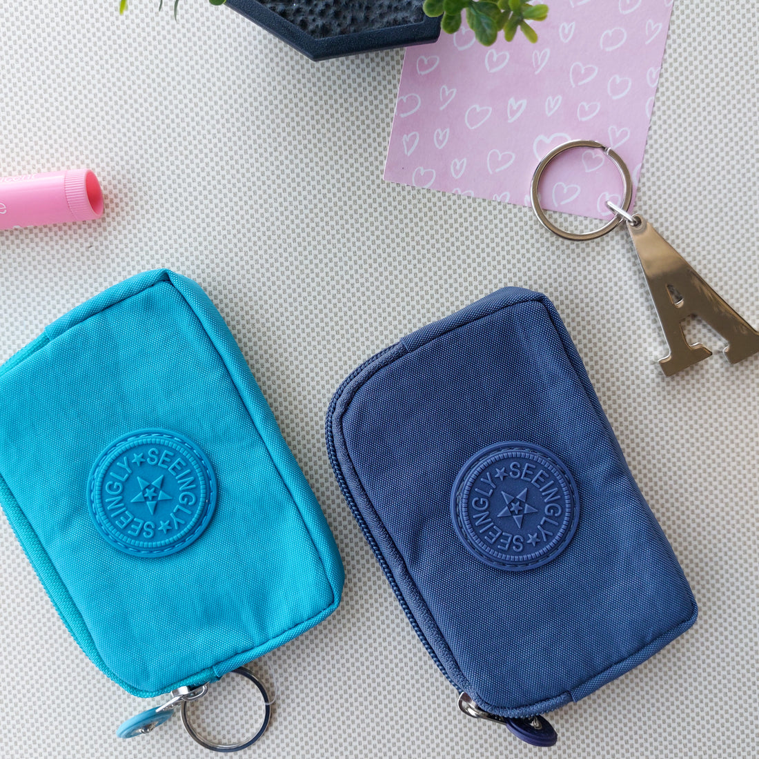 Seeingly Pouches Green and Blue 1 Zip