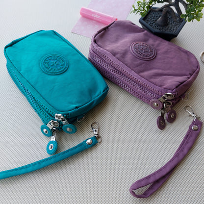 Seeingly Big Pouches Mauve and Teal 3 Zips