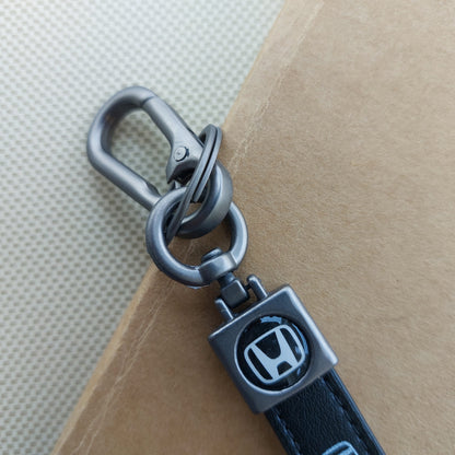 Black Leather Car Logo Keychains