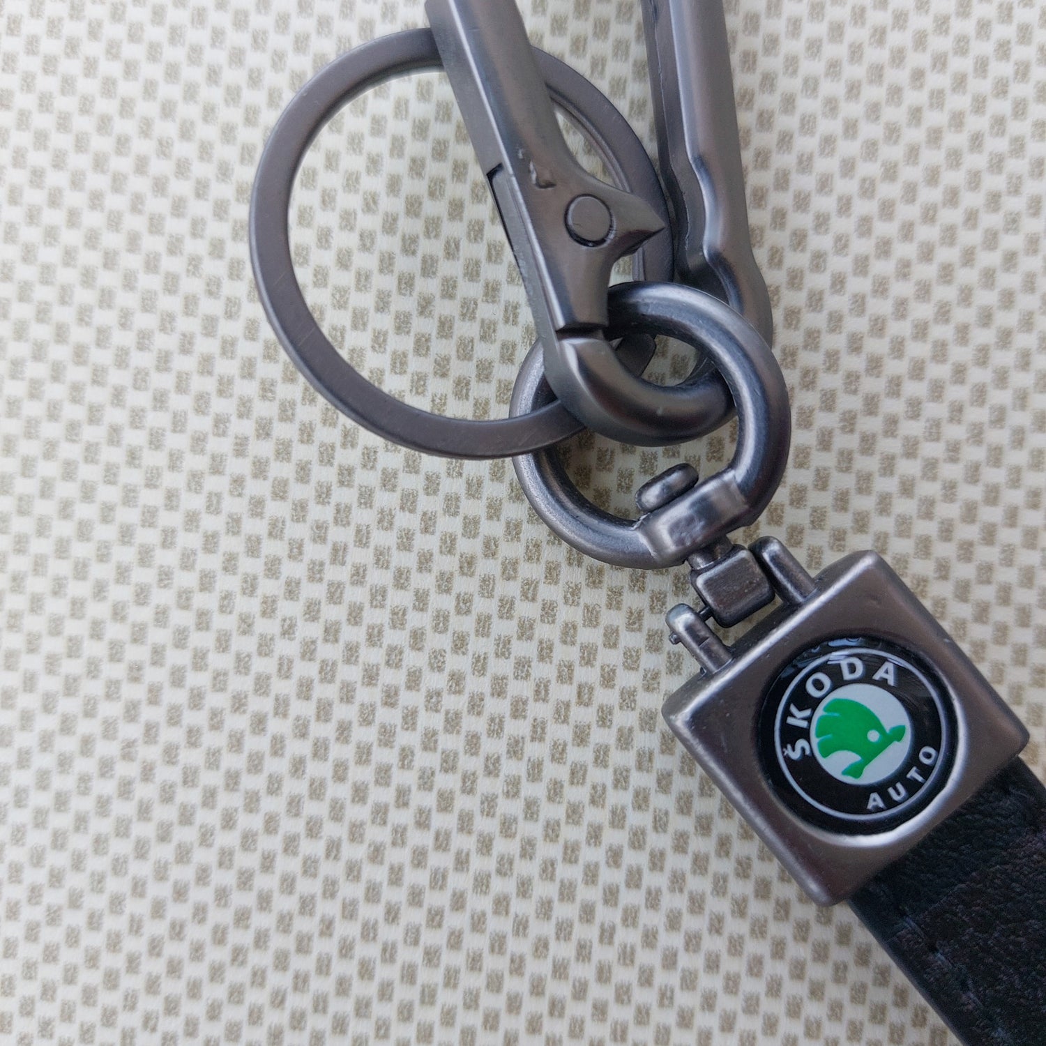 Black Leather Car Logo Keychains