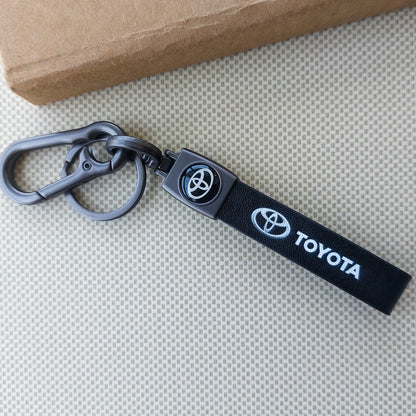 Black Leather Car Logo Keychains