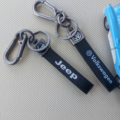 Black Leather Car Logo Keychains