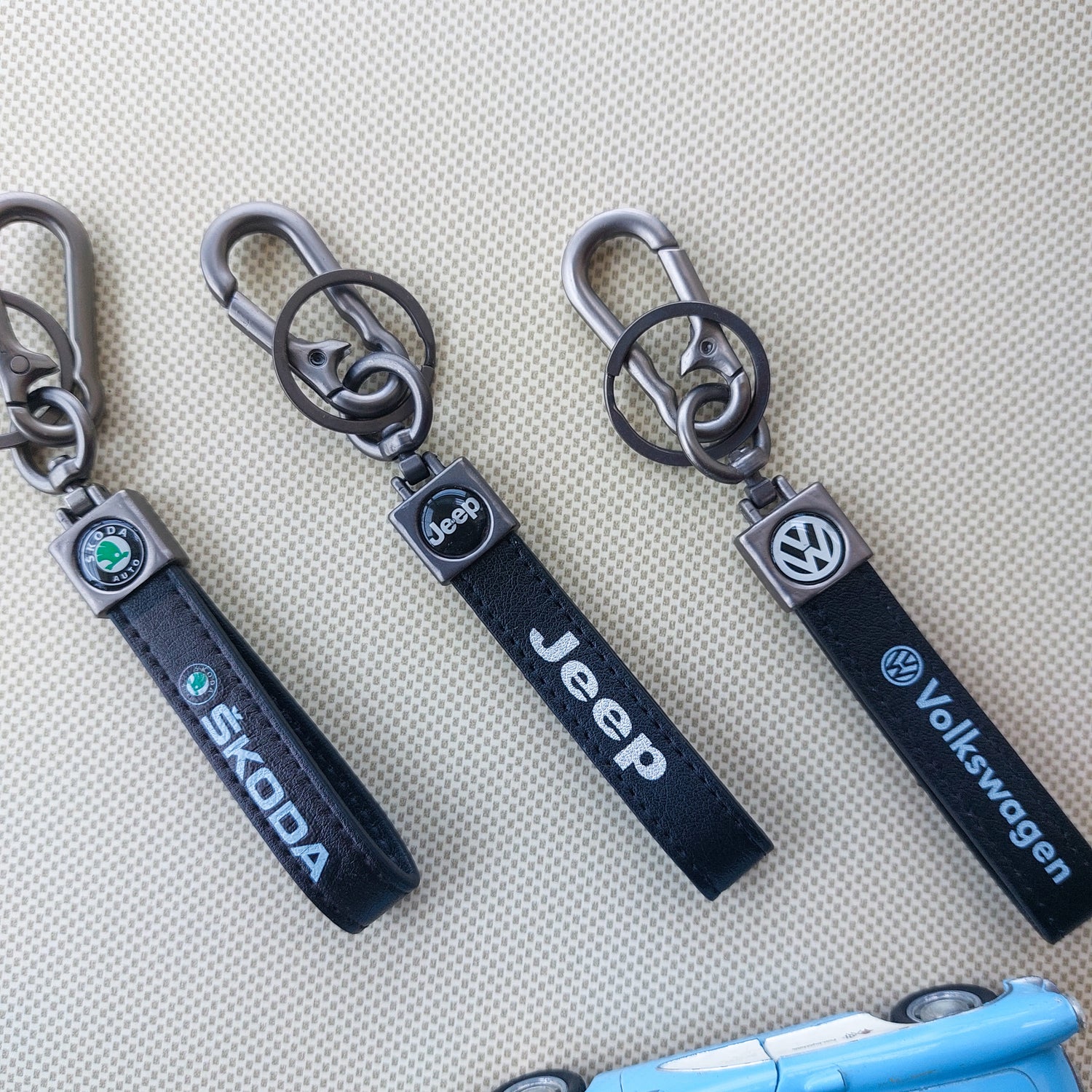 Black Leather Car Logo Keychains