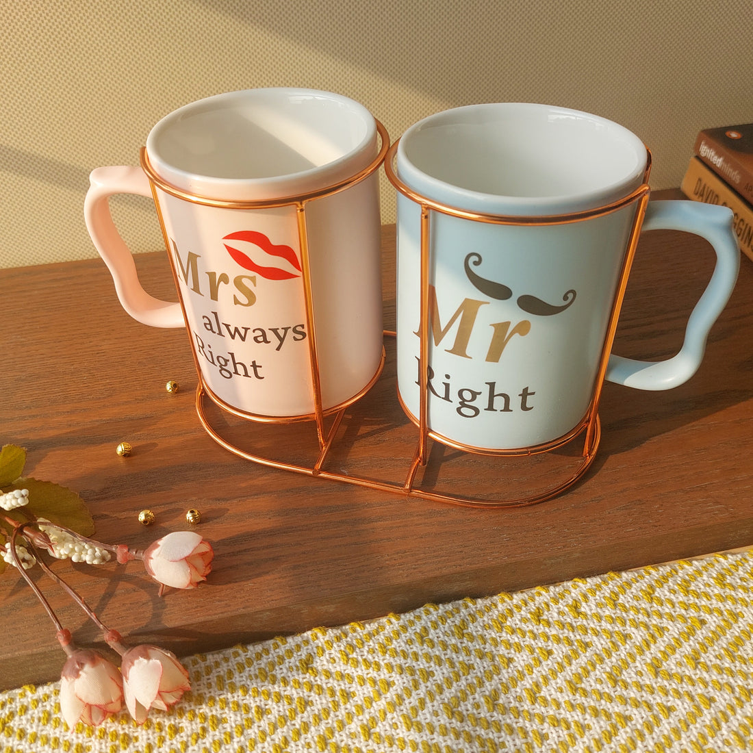 Ceramic Mugs With Stand Mr and Mrs