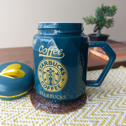Starbucks Green Ceramic Mugs With Lid