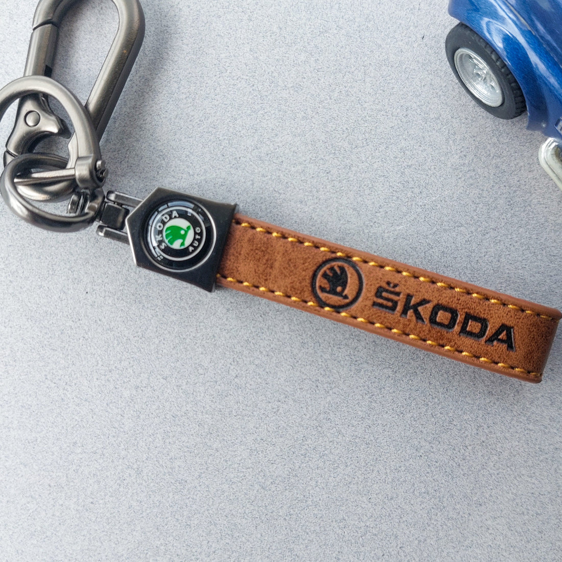 Skoda Car Logo Leather Keychains