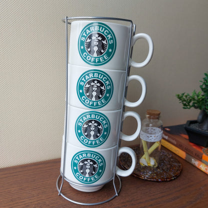 Starbucks Cups 4Pc Set With Tower Stand