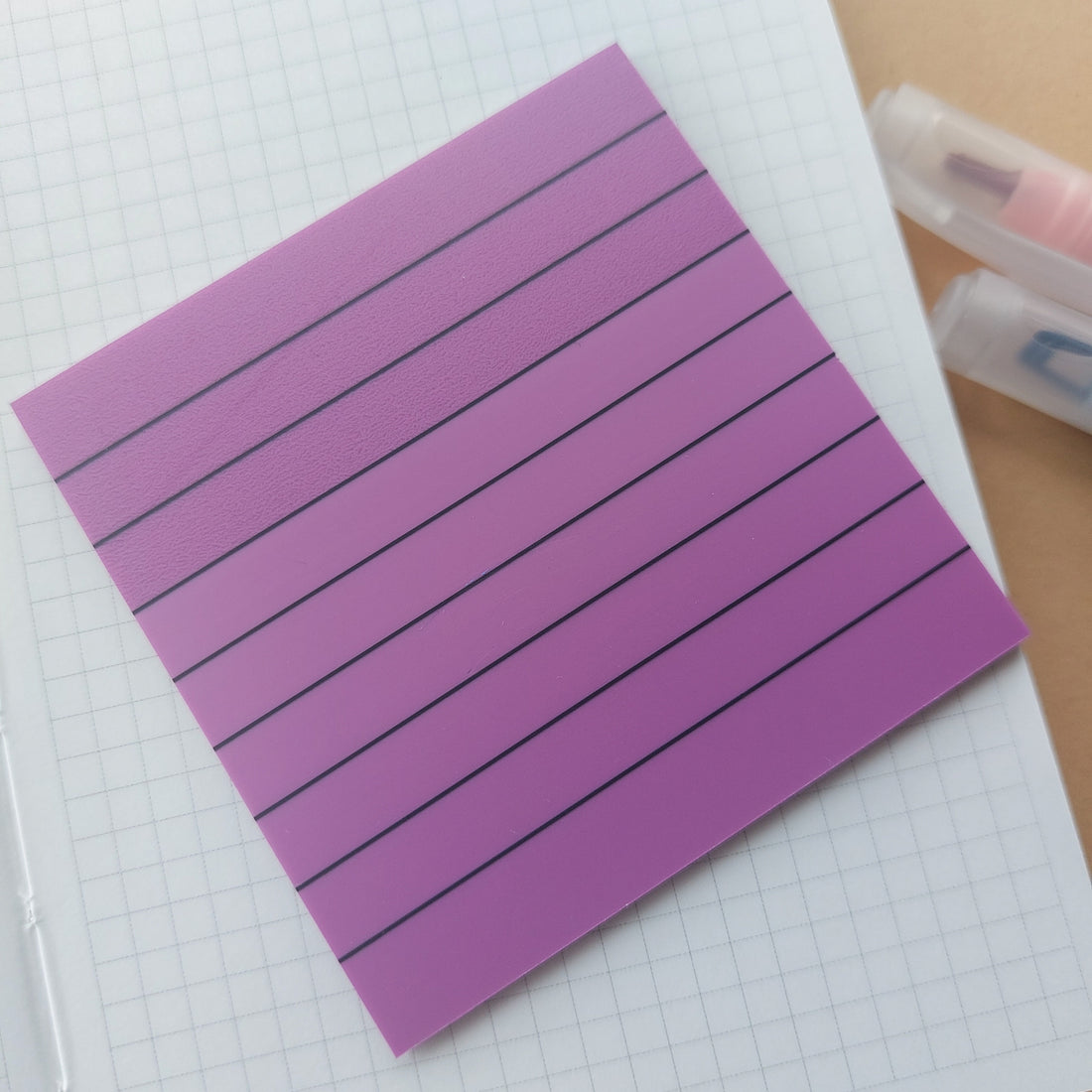 Sticky Notes Translucent Purple Ruled 3&quot;x3&quot;