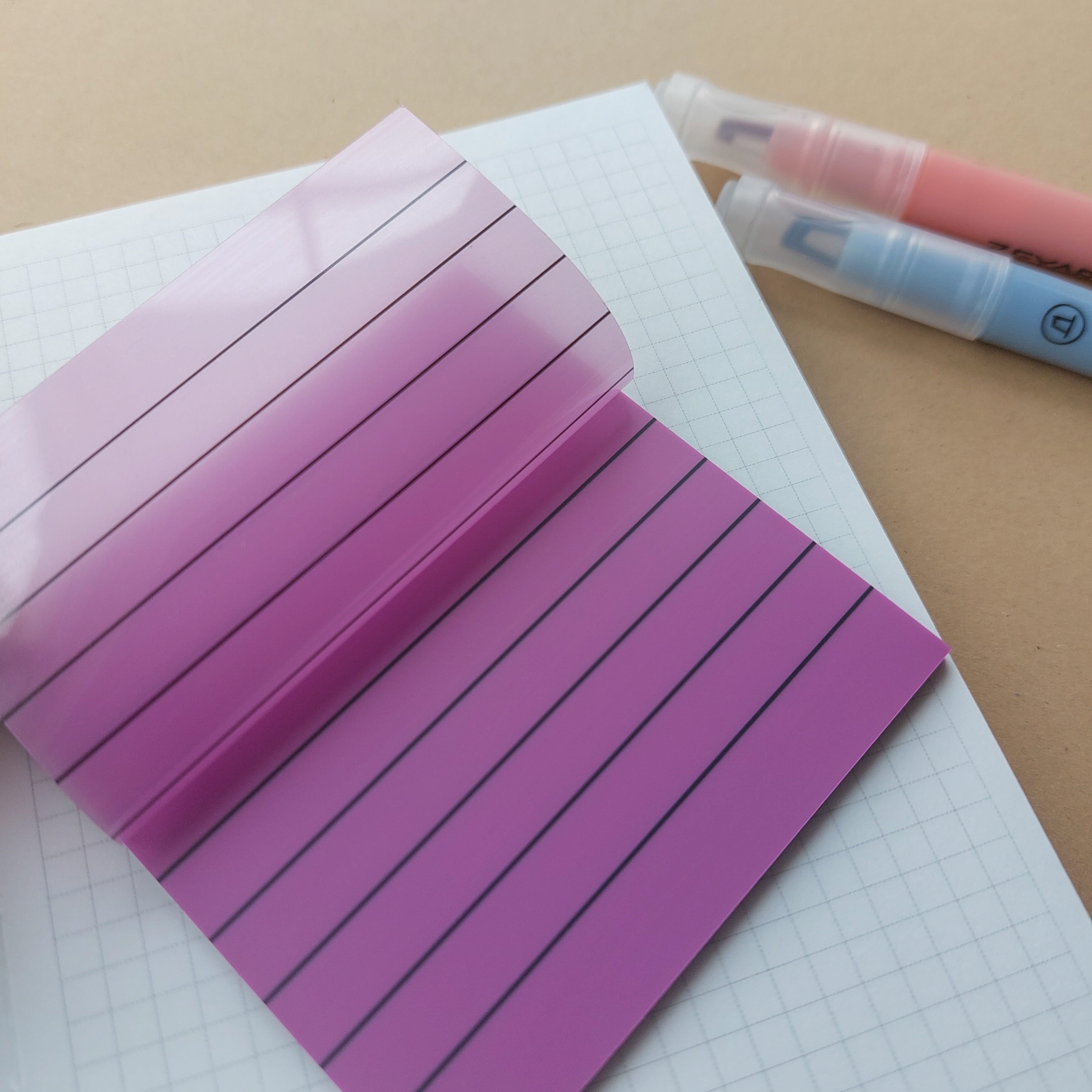 Sticky Notes Translucent Purple Ruled 3&quot;x3&quot;