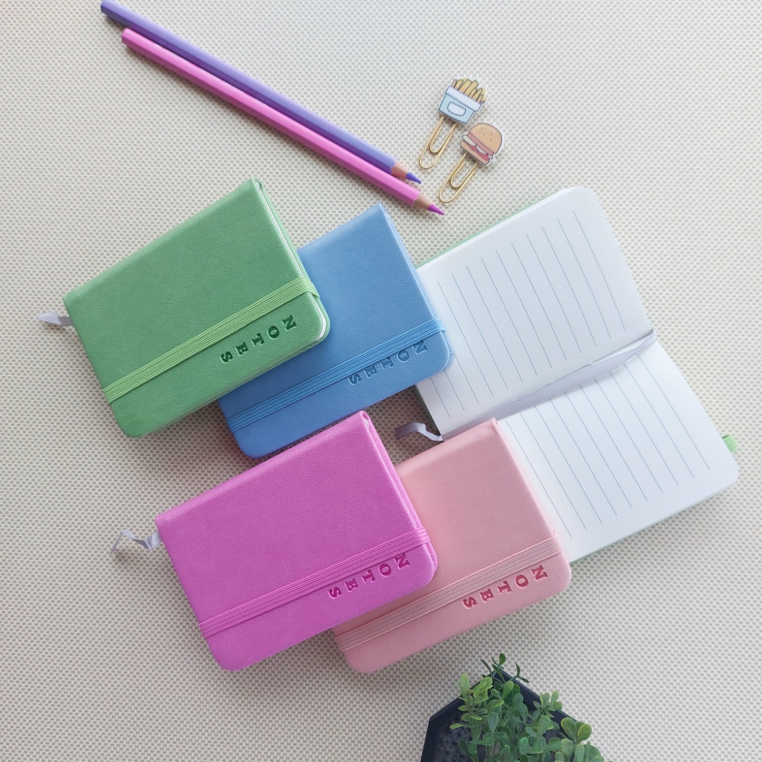 Trendy Solid Color Ruled Diaries A7