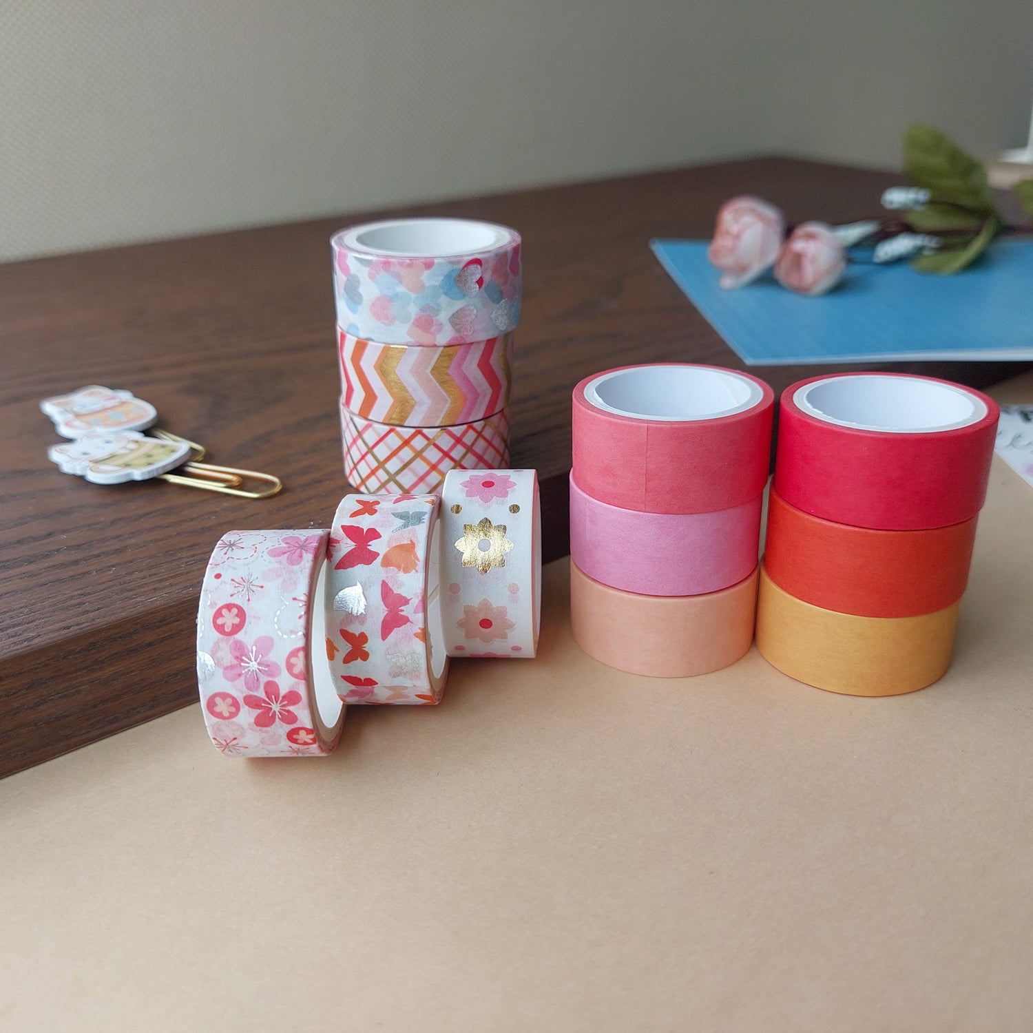 Solid Color and Design Washi Tapes 12pc Set