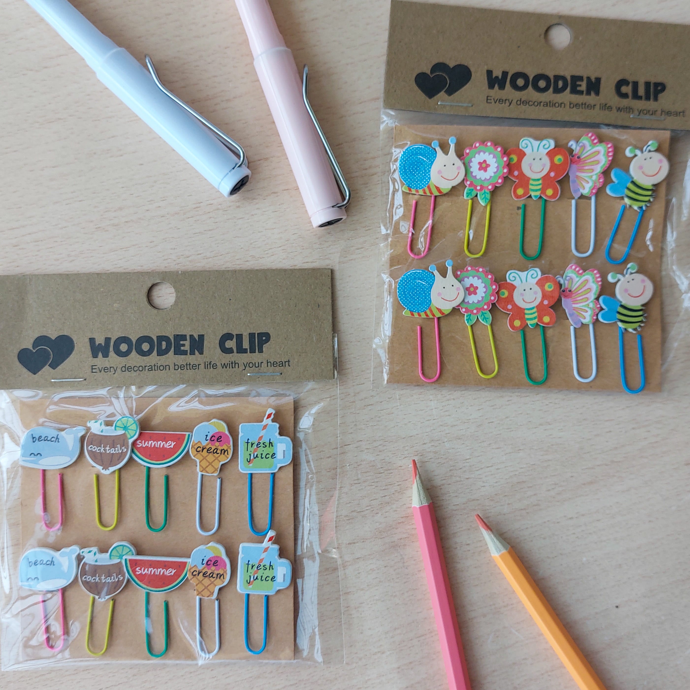 Paper Clips Branded Paper Clips Wooden Clip Brand (10 pcs set) – Ink N Ivory